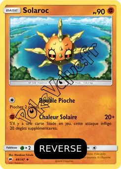 Carte Pokémon Solaroc  Reverse n°69 de la série Ombres Ardentes