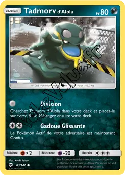 Carte Pokémon Tadmorv d’Alola n°83 de la série Ombres Ardentes