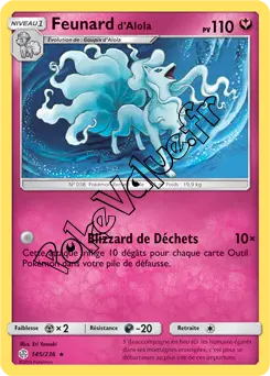 Carte Pokémon Feunard d’Alola n°145 de la série Éclipse Cosmique