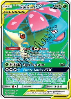 Carte Pokémon Florizarre et Vipélierre GX n°210 de la série Éclipse Cosmique