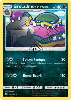 Carte Pokémon Grotadmorv d’Alola n°131 de la série Éclipse Cosmique