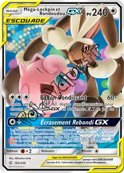 Carte Pokémon Méga Lockpin et Rondoudou GX n°165 de la série Éclipse Cosmique