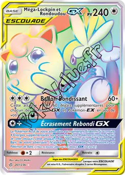 Carte Pokémon Méga Lockpin et Rondoudou GX n°261 de la série Éclipse Cosmique