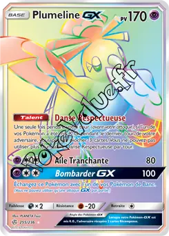 Carte Pokémon Plumeline GX n°255 de la série Éclipse Cosmique