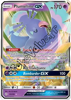 Carte Pokémon Plumeline GX n°95 de la série Éclipse Cosmique