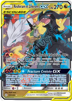 Carte Pokémon Reshiram et Zekrom GX n°157 de la série Éclipse Cosmique