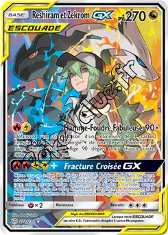 Carte Pokémon Reshiram et Zekrom GX n°222 de la série Éclipse Cosmique