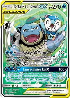 Carte Pokémon Tortank et Tiplouf GX n°215 de la série Éclipse Cosmique