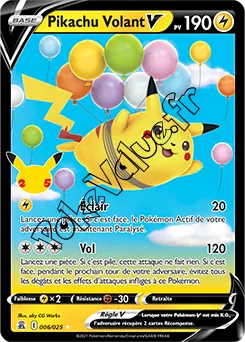 Carte Pokémon Pikachu Volant V  n°006 de la série Célébrations