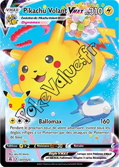 Carte Pokémon Pikachu Volant VMAX  n°007 de la série Célébrations