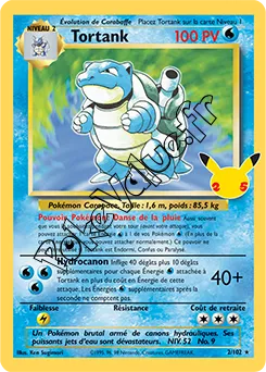 Carte Pokémon Tortank  n°BS 2 de la série Célébrations