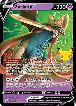 Carte Pokémon Zacian V n°016 de la série Célébrations