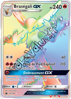Carte Pokémon Braségali GX n°170 de la série Tempête Céleste