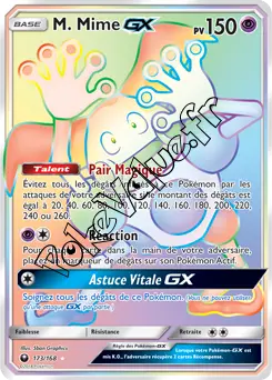 Carte Pokémon M. Mime GX n°173 de la série Tempête Céleste