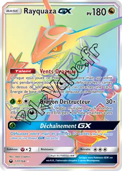 Carte Pokémon Rayquaza GX  n°177 de la série Tempête Céleste
