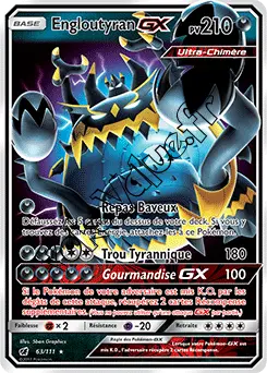 Carte Pokémon Engloutyran GX  n°63 de la série Invasion Carmin
