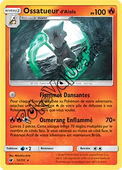 Carte Pokémon Ossatueur d’Alola n°12 de la série Invasion Carmin