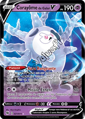 Carte Pokémon Corayôme de Galar V n°21 de la série La Voie du Maître