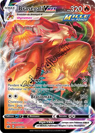 Carte Pokémon Braségali VMAX  n°021 de la série Règne de Glace