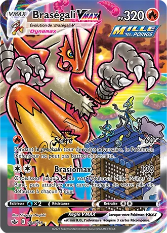 Carte Pokémon Braségali VMAX  n°201 de la série Règne de Glace