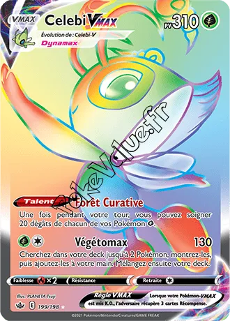 Carte Pokémon Celebi VMAX  n°199 de la série Règne de Glace
