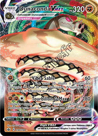 Carte Pokémon Dunaconda VMAX  n°090 de la série Règne de Glace