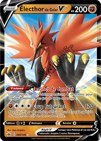 Carte Pokémon Électhor de Galar V  n°080 de la série Règne de Glace
