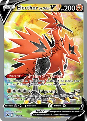 Carte Pokémon Électhor de Galar V  n°173 de la série Règne de Glace