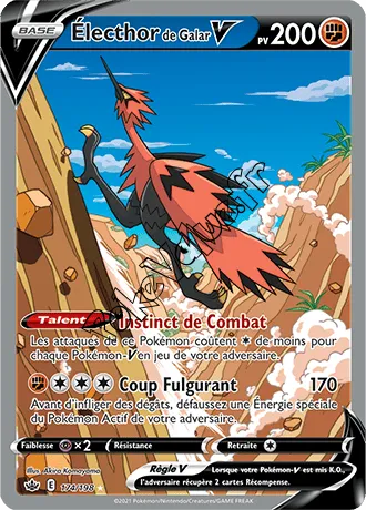 Carte Pokémon Électhor de Galar V  n°174 de la série Règne de Glace