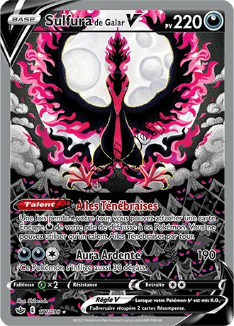Carte Pokémon Sulfura de Galar V  n°177 de la série Règne de Glace