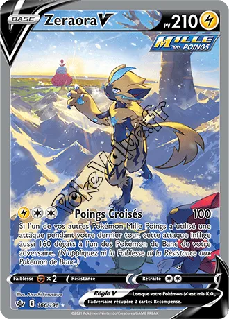 Carte Pokémon Zeraora V n°166 de la série Règne de Glace