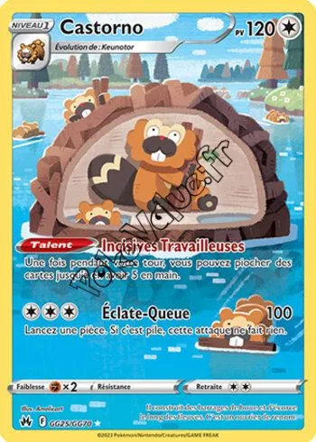 Carte Pokémon Castorno  n°GG25 de la série Zénith Suprême