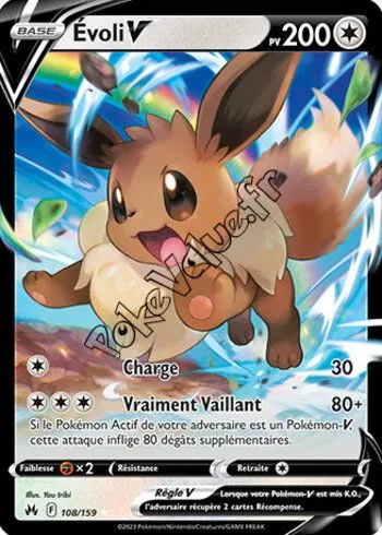 Carte Pokémon Évoli V  n°108 de la série Zénith Suprême