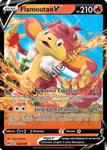 Carte Pokémon Flamoutan V  n°022 de la série Zénith Suprême