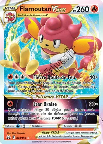 Carte Pokémon Flamoutan VSTAR  n°023 de la série Zénith Suprême