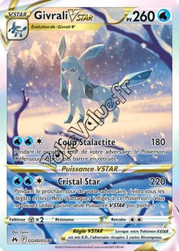 Carte Pokémon Givrali VSTAR  n°GG40 de la série Zénith Suprême