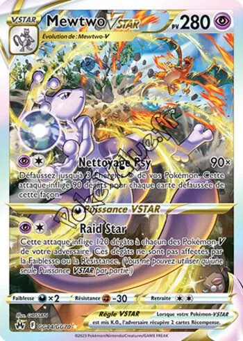 Carte Pokémon Mewtwo VSTAR n°GG44 de la série Zénith Suprême