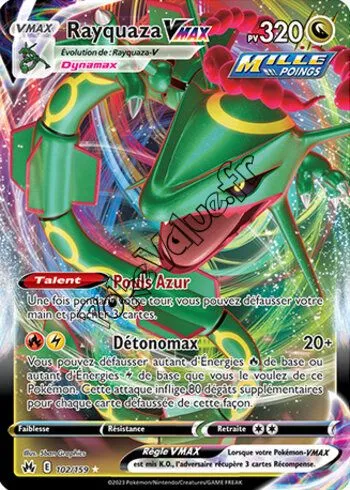 Carte Pokémon Rayquaza VMAX n°102 de la série Zénith Suprême