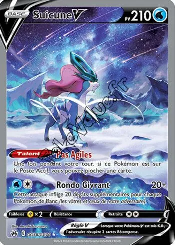 Carte Pokémon Suicune V  n°GG38 de la série Zénith Suprême