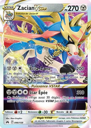 Carte Pokémon Zacian VSTAR n°096 de la série Zénith Suprême