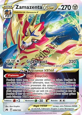 Carte Pokémon Zamazenta VSTAR n°099 de la série Zénith Suprême