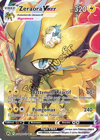 Carte Pokémon Zeraora VMAX  n°GG42 de la série Zénith Suprême