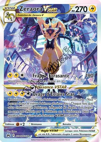 Carte Pokémon Zeraora VSTAR  n°GG43 de la série Zénith Suprême