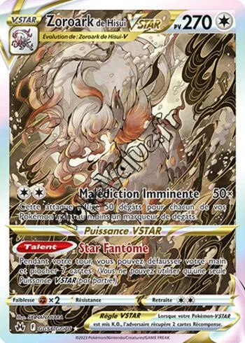 Carte Pokémon Zoroark de Hisui VSTAR  n°GG56 de la série Zénith Suprême