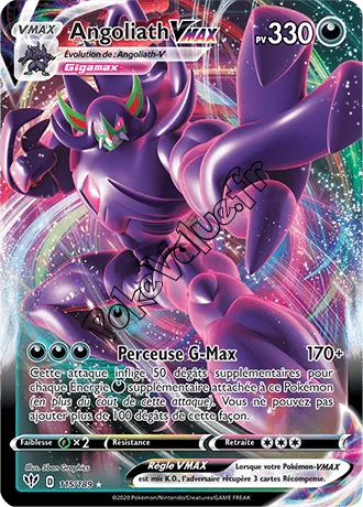 Carte Pokémon Angoliath VMAX n°115 de la série Ténèbres Embrasées
