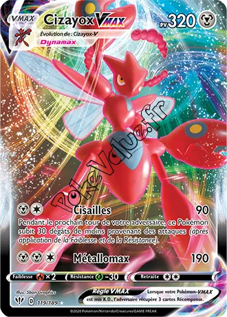 Carte Pokémon Cizayox VMAX n°119 de la série Ténèbres Embrasées