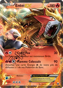 Carte Pokémon Entei EX  n°13 de la série Explorateurs Obscurs
