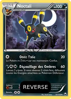 Carte Pokémon Noctali  Reverse n°61 de la série Explorateurs Obscurs