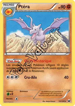 Carte Pokémon Ptéra n°53 de la série Explorateurs Obscurs
