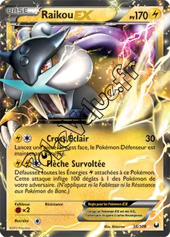 Carte Pokémon Raikou EX  n°38 de la série Explorateurs Obscurs